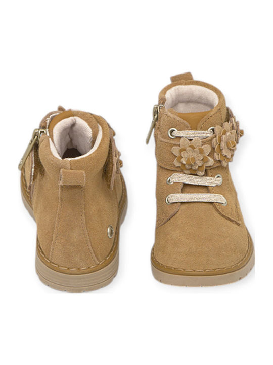 Biker Suede Kinderstiefeletten mit Schnürsenkeln Braun