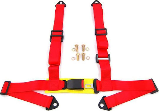 Autoline 4 Point Seat Belt in Red Color