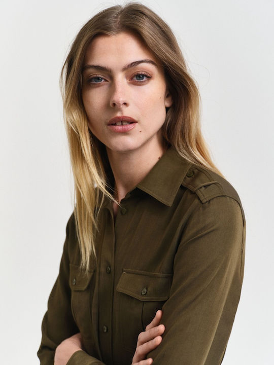 Midi Shirt Dress Khaki