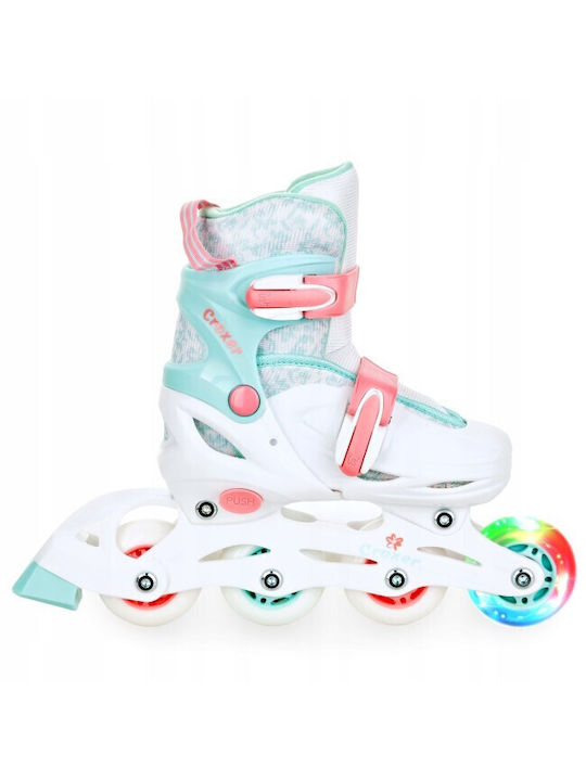 Adjustable Croxer Inez Led 3in1 Roller Skates White Turquoise Xs 26-29