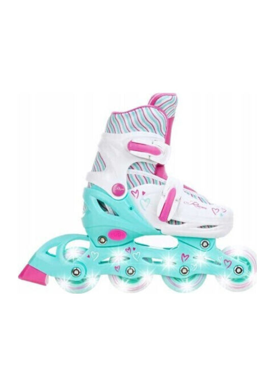 Adjustable Raven Loret Roller Skates Led Wheels Turquoise Pink S 30-33