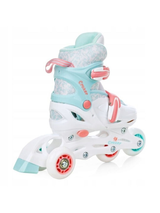 Patine cu rotile ajustabile Croxer Inez Led 3in1 alb turcoaz XS 26-29
