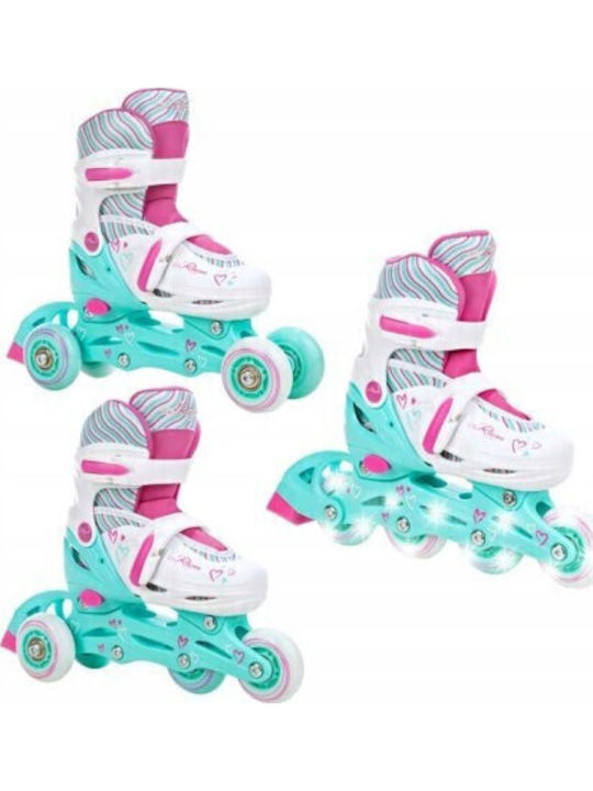 Adjustable Raven Loret Roller Skates Led Wheels Turquoise Pink S 30-33