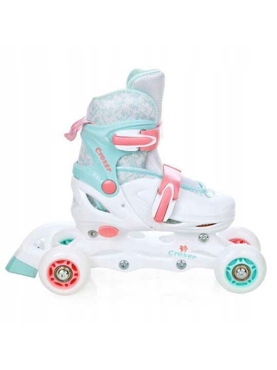 Adjustable Croxer Inez Led 3in1 Roller Skates White Turquoise M 34-37