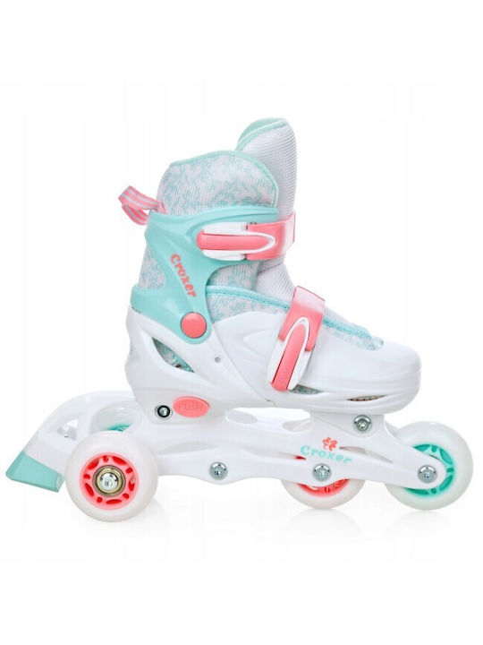 Adjustable Croxer Inez Led 3in1 Roller Skates White Turquoise M 34-37