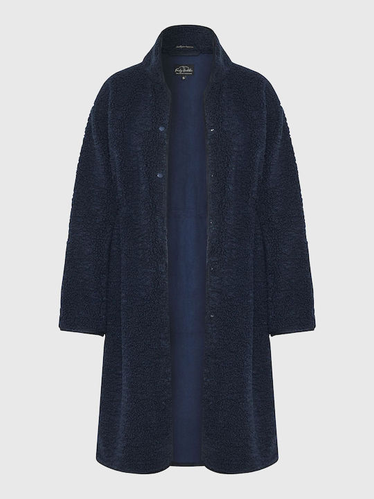 Funky Buddha Women's Coat with Fur Navy Blue