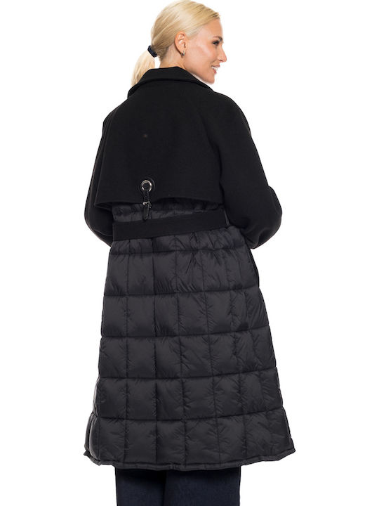 Women's Black Coat with Belt