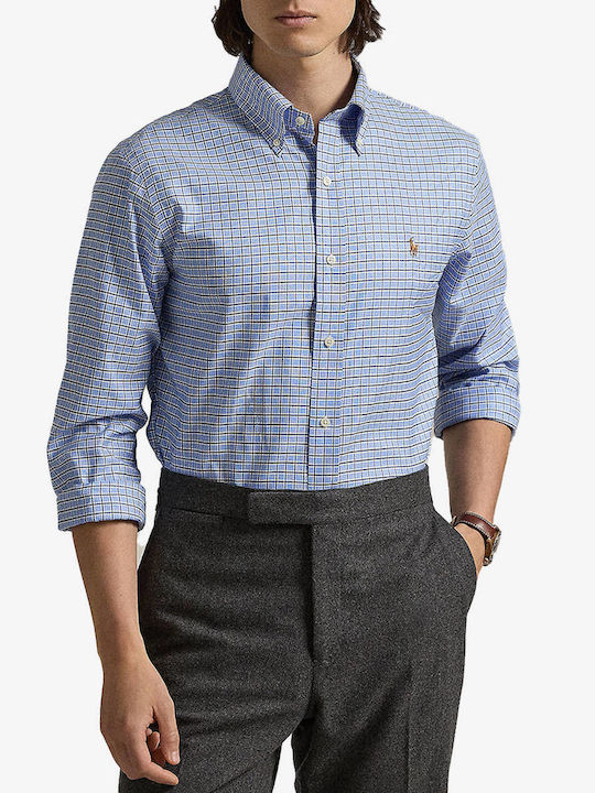 Ralph Lauren Shirt Herrenhemd Langärmelig Baumwolle Geprüft Blue