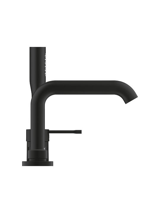 Grohe Essence Mischbatterie Deckmontage Badewanne Ohne Unterputzkörper Vier-Loch-Installation Handbrause 251x197 mm Matt Schwarz