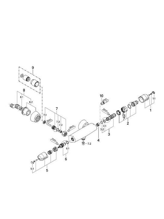 Grohe Grohtherm 3000 34679000 Mischbatterie Bad Dusche Thermostat Wandmontiert Chrom