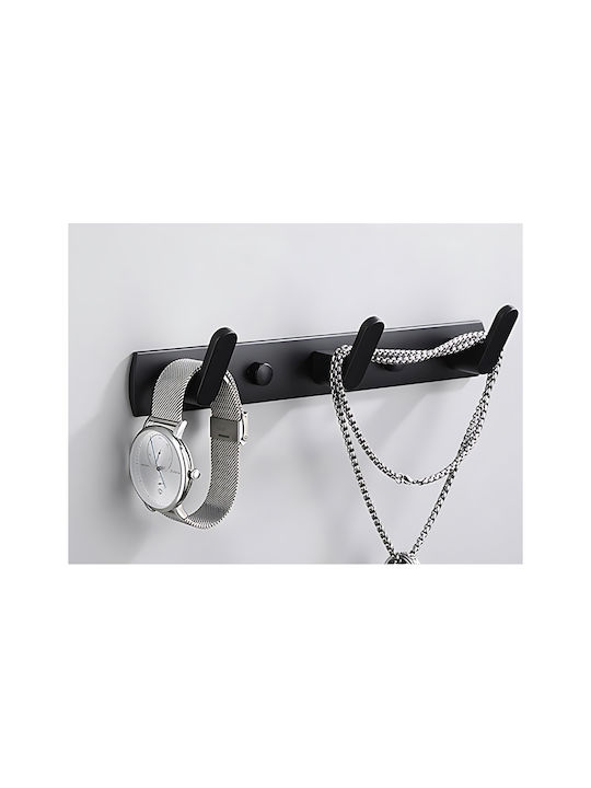 Triple Wall-Mounted Bathroom Rail ​24.5x3.5cm Black
