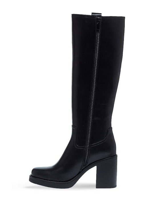 Synthetic Leather Women's Boots with Zipper Black