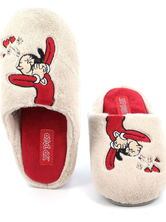 Popeye Winter Women's Slippers Beige