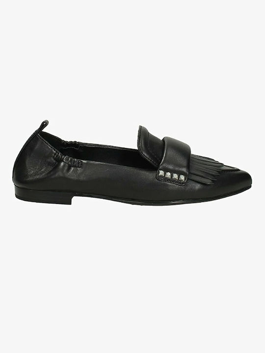 Ash Leather Women's Loafers in Black Color