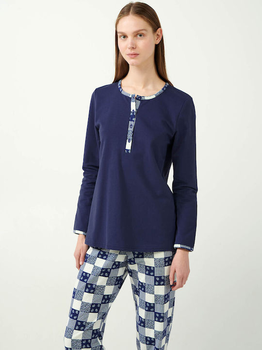 Vamp Winter Damen Pyjama-Hose Dark Blue