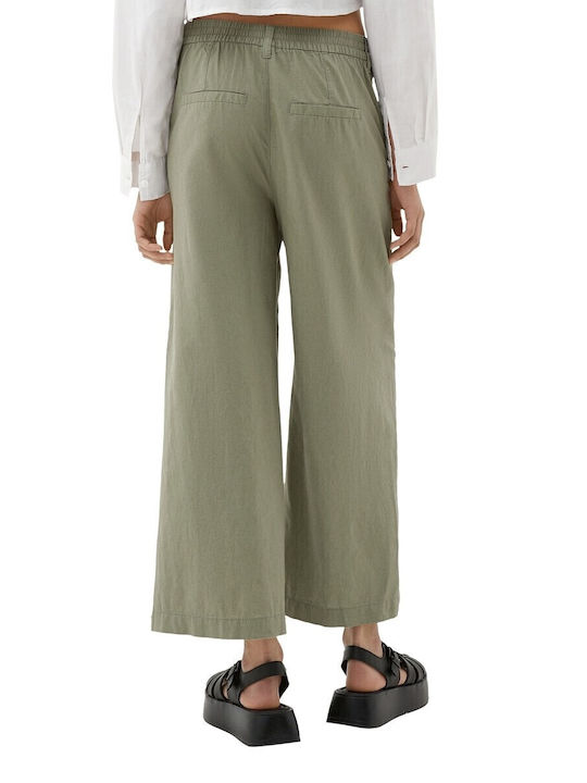 Damen Hoch tailliert Stoff Hose Khaki
