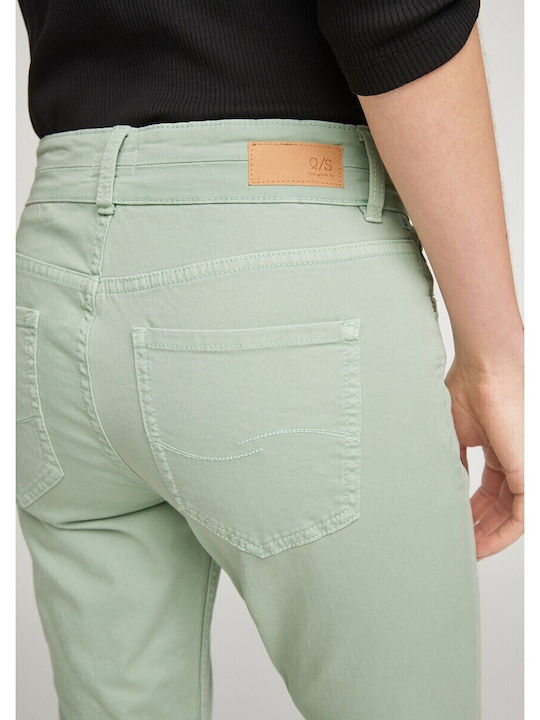 Damen Stoff Hose in Schlanker Passform Green