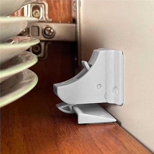 Siguranță pentru dulap și sertar cu magnet din Plastic în Culoare Alb 3.5x3.5cm 4buc