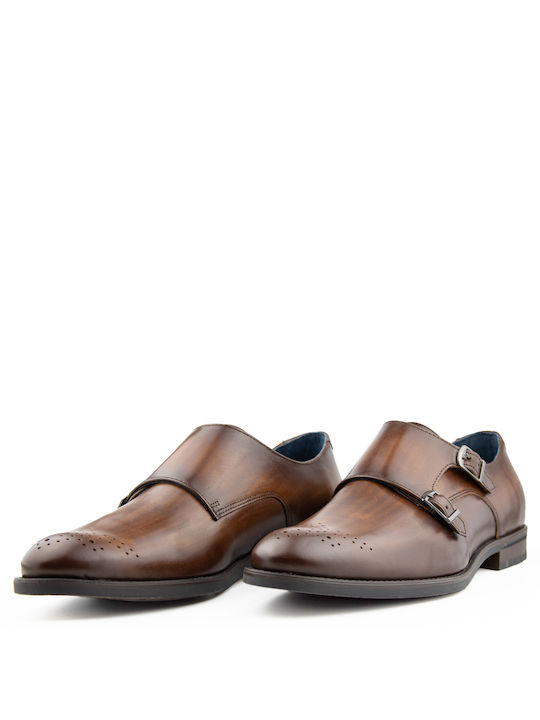 Damiani Men's Leather Monk Shoes Brown