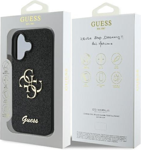 Guess Задна корица Кожа Черен (iPhone 16 Plus, Guess)