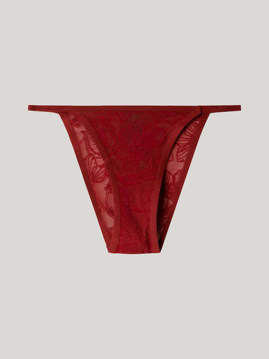Damen Slip mit Spitze Red