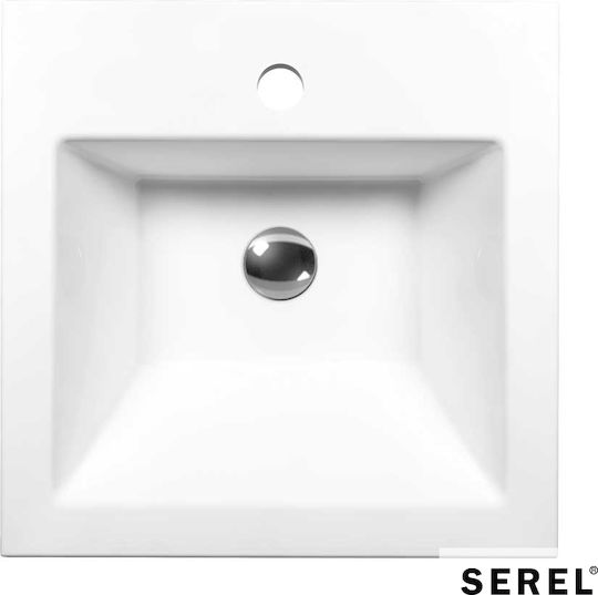 Serel Επικαθήμενος Νιπτήρας Πορσελάνης 42x42cm White Serel Επικαθήμενος Νιπτήρας Πορσελάνης 42x42cm White