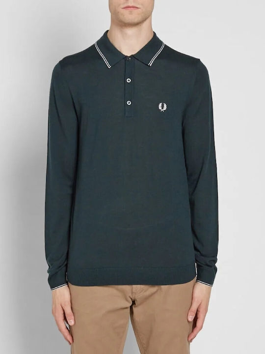 Fred Perry Men's Long Sleeve Sweater Polo Green