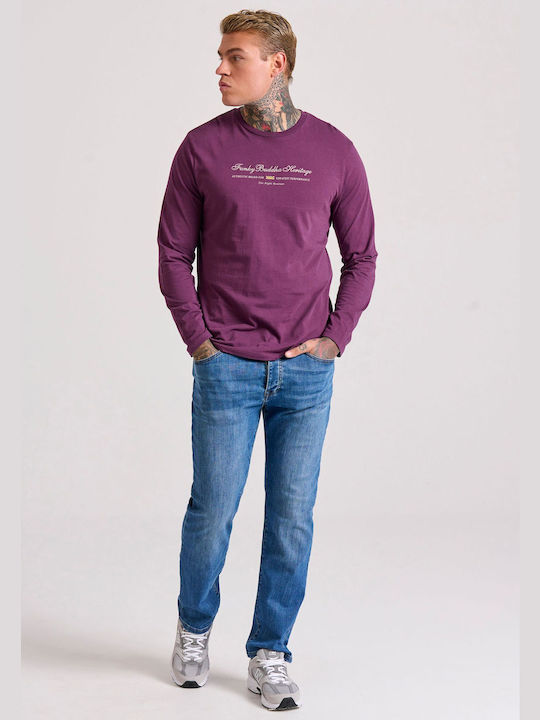 Funky Buddha Men's Long Sleeve Blouse Purple