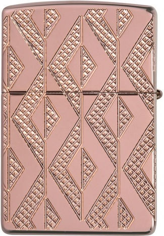 Zippo Armor Geometric Diamond Feuerzeug Flamme in Rose Gold Farbe