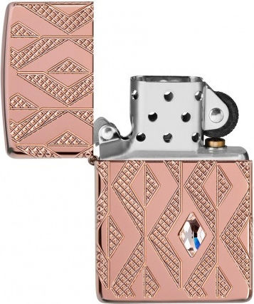 Zippo Armor Geometric Diamond Feuerzeug Flamme in Rose Gold Farbe