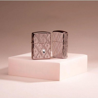 Zippo Armor Geometric Diamond Feuerzeug Flamme in Rose Gold Farbe