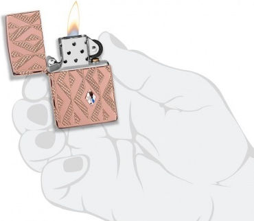 Zippo Armor Geometric Diamond Feuerzeug Flamme in Rose Gold Farbe