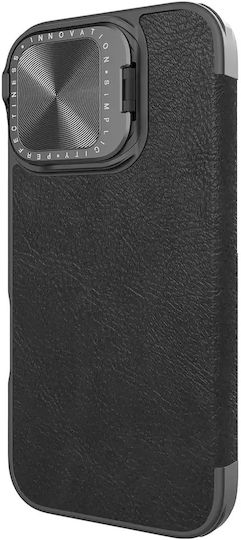 Nillkin Qin Prop Umschlag Rückseite Leder Schwarz (iPhone 16)