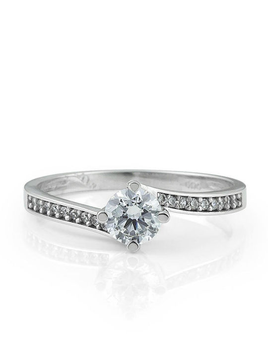 Themelidis Jewels Μονόπετρο από Λευκόχρυσο 18Κ με Διαμάντι