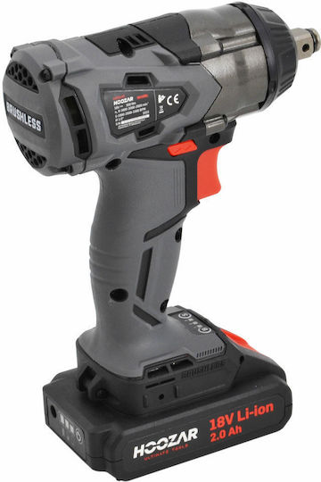 Hoozar Brushless Μπουλονόκλειδο Μπαταρίας 18V 2x2Ah με Υποδοχή 1/2"