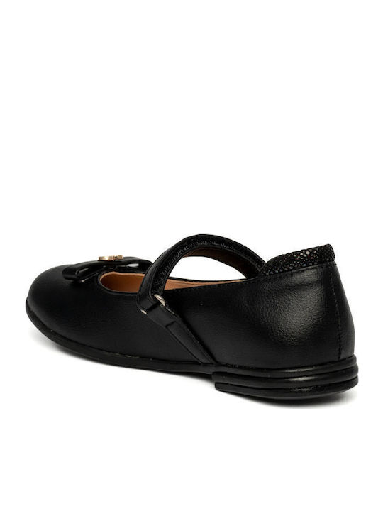 Kids Ballerinas with Hoop & Loop Closure Black
