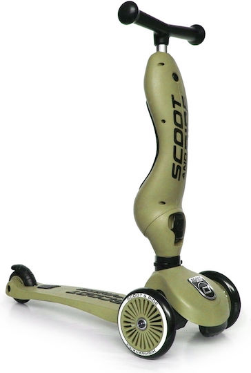 Scoot & Ride Kids Scooter Foldable Highwaykick 1 3-Wheel with Seat for 1-5 Years Olive