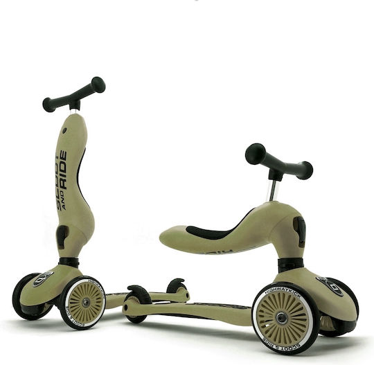 Scoot & Ride Παιδικό Πατίνι Highwaykick 1 Τρίτροχο με Κάθισμα για 1-5 Ετών Olive