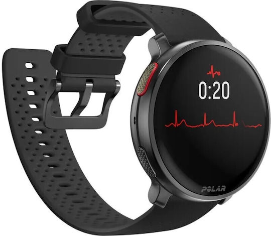 Polar Vantage V3 Aluminium 47mm Waterproof Smartwatch with Heart Rate Monitor (S/L Black Rubber Strap)