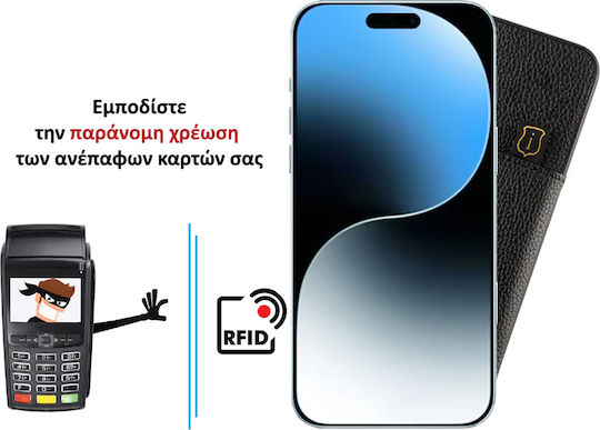 Idol 1991 Anti-rfid Портмоне Кожа / Силикон / Изкуствена кожа Черен (iPhone 16)