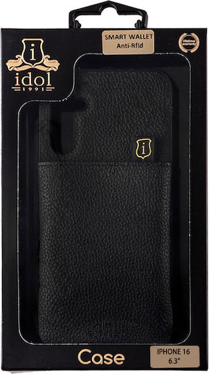 Idol 1991 Anti-rfid Портмоне Кожа / Силикон / Изкуствена кожа Черен (iPhone 16)