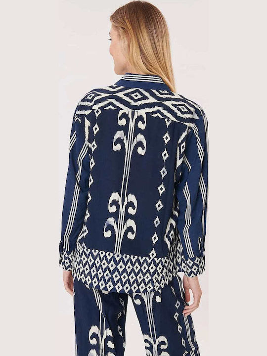 Women's Striped Long Sleeve Shirt Navy
