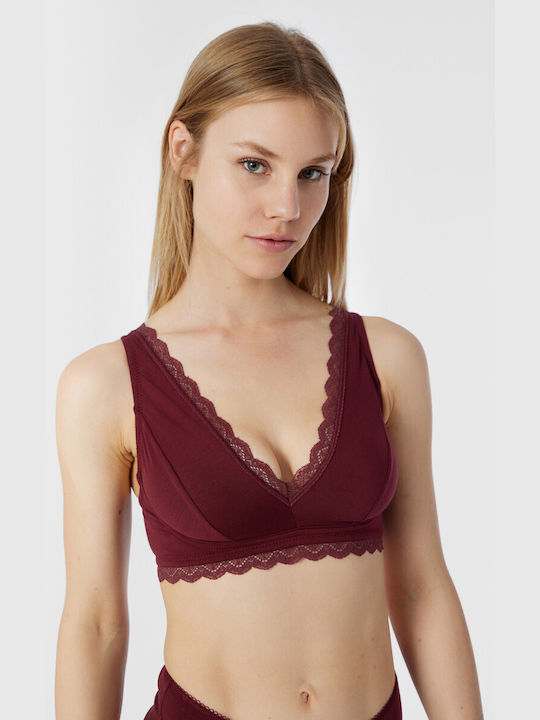 Minerva Women's Bralette Bra Burgundy