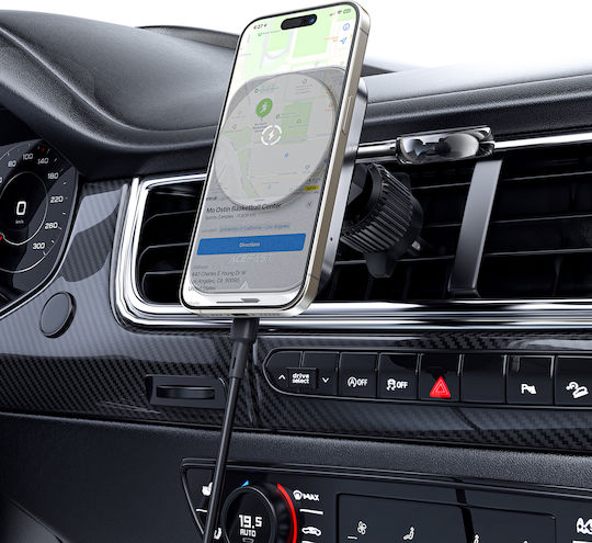 Acefast D18 Car Holder With Magsafe / Qi Inductive Charger + Usb-a Usb-c Cable - Black