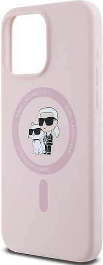 Karl Lagerfeld Karl&Choupette Umschlag Rückseite Kunststoff / Silikon Rosa (iPhone 15 Pro)