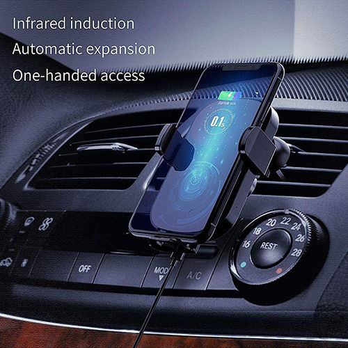 Factory Suport Auto pentru Telefon cu cârlige reglabile și Încărcare Wireless Neagră