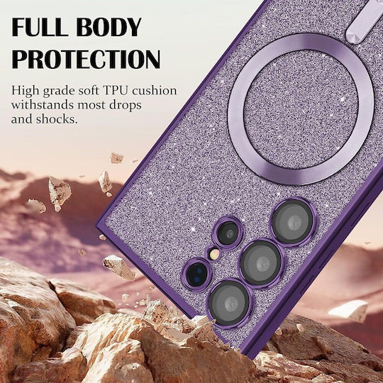 Techsuit Glitter Umschlag Rückseite Silikon Lila (iPhone 17 Pro / iPhone 16 Pro)