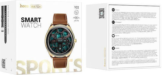 Hoco Y22 Call Version Smartwatch με Παλμογράφο (Χρυσό)