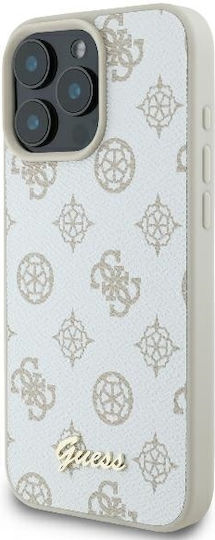 Guess Peony Script Back Cover Synthetic Leather White (iPhone 16 Pro Max)