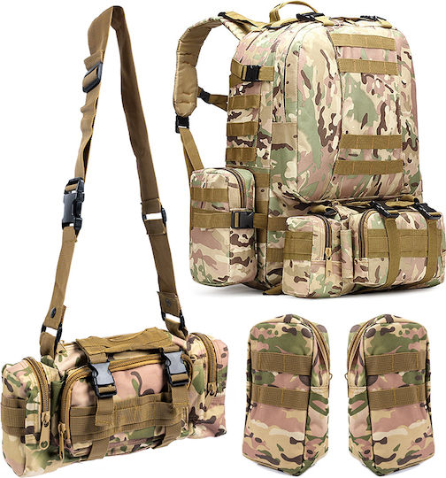 Military Backpack Hiking Waterproof Ultra-light 4 In 1 50 Liters Combat Camouflage Color